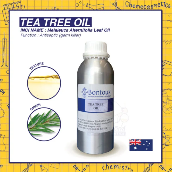 Tea Tree Oil (Australia) น้ำมันหอมระเหยทีทรีออยล์ธรรมชาติ บริสุทธิ์ เข้มข้น 100% จากออสเตรเลีย ใช้เป็นยาฆ่าเชื้อแบคทีเรียที่ก่อให้เกิดสิว กลิ่นเท้า เหา เชื้อราที่เล็บ บาดแผล และแมลงสัตว์กัดต่อย