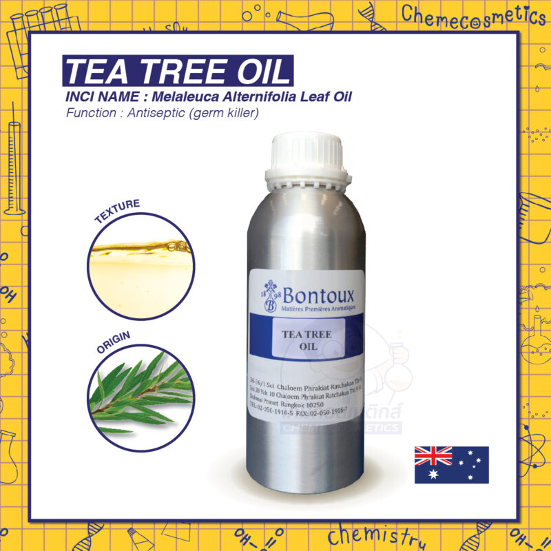 Tea Tree Oil (Australia) น้ำมันหอมระเหยทีทรีออยล์ธรรมชาติ บริสุทธิ์ เข้มข้น 100% จากออสเตรเลีย ใช้เป็นยาฆ่าเชื้อแบคทีเรียที่ก่อให้เกิดสิว กลิ่นเท้า เหา เชื้อราที่เล็บ บาดแผล และแมลงสัตว์กัดต่อย