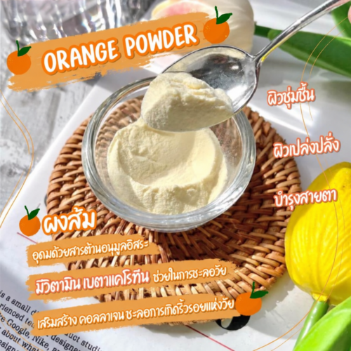 Alternative view of Orange Powder (A1106) ผงส้มธรรมชาติ ผลิตจากน้ำส้มสด สำหรับอุตสาหกรรมเครื่องดื่ม เบเกอรี่ ไอศกรีม และเครื่องปรุงรส