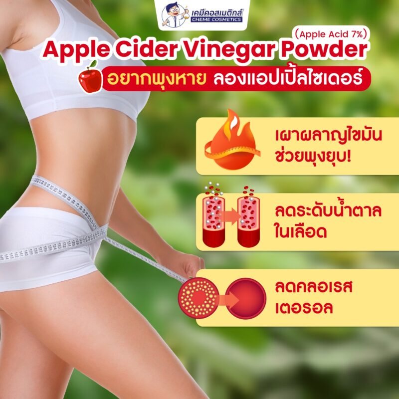 Apple Cider Vinegar Powder (Apple Acid 7%) ผงแอปเปิ้ลไซเดอร์ ช่วยควบคุมลดน้ำหนักช่วยเพิ่มปริมาณเอนไซม์การย่อยอาหาร ลดการสะสมไขมันโดยเฉพาะบริเวณท้อง ควบคุมระดับน้ำตาลในเลือดและเสริมสร้างภูมิคุ้มกัน - Image 2