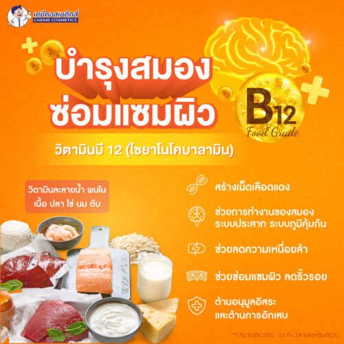 Alternative view of Vitamin B12 (Cyanocobalamin) วิตามินบี 12 (ไซยาโนโคบาลามิน) ช่วยสร้างเม็ดเลือดแดง รักษาโรคโลหิตจาง บำรุงระบบประสาท