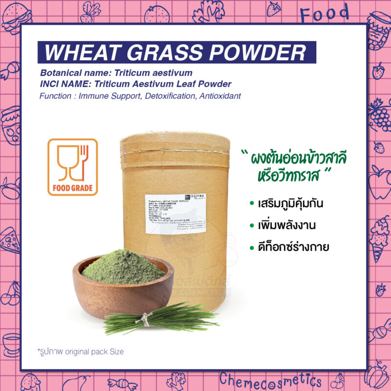 Wheat Grass Powder ผงต้นอ่อนข้าวสาลี หรือวีทกราส เสริมภูมิคุ้มกัน เพิ่มพลังงาน ดีท็อกซ์ร่างกาย"