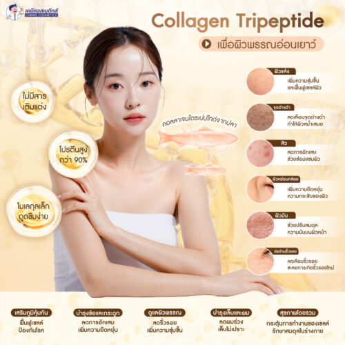 Alternative view of Collagen Tripeptide (Granule) คอลลาเจนไตรเปปไทด์จากปลา ละลายน้ำง่าย ไม่คาว โมเลกุลเล็ก ร่างกายดูดซึมได้ง่าย เพื่อผิวพรรณอ่อนเยาว์