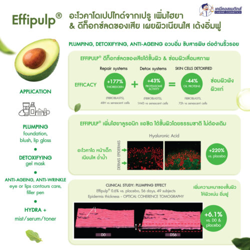 Alternative view of Effipulp อโวคาโดเปปไทด์เข้มข้นช่วยกระตุ้นการสังเคราะห์กรดไฮยาลูโรนิก 220% ให้ผิวอิ่มฟู