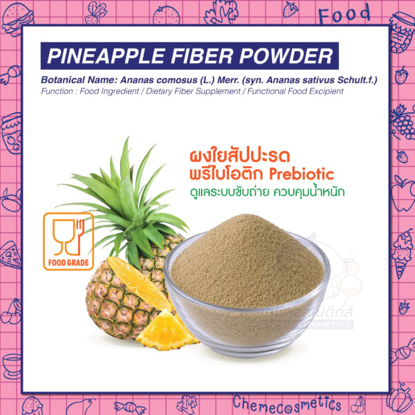 Pineapple Fiber Powder ผงใยสัปปะรด พรีไบโอติก Prebiotic (Dietary Fiber ≥65%) ดูแลระบบขับถ่าย ควบคุมน้ำหนัก