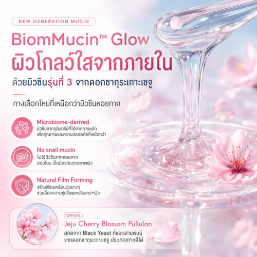 BiomMucin Glow สารสกัดเมือกหอยทาก (Plant Mucin) จากดอกซากุระเกาะเชจู (Jeju Cherry Blossom) เปลี่ยนผิวหมองคล้ำให้ฉ่ำวาวมีออร่า กระจ่างใส เรียบเนียนเสริมเกราะผิวและปลอบประโลมผิวบอบบาง - Image 4